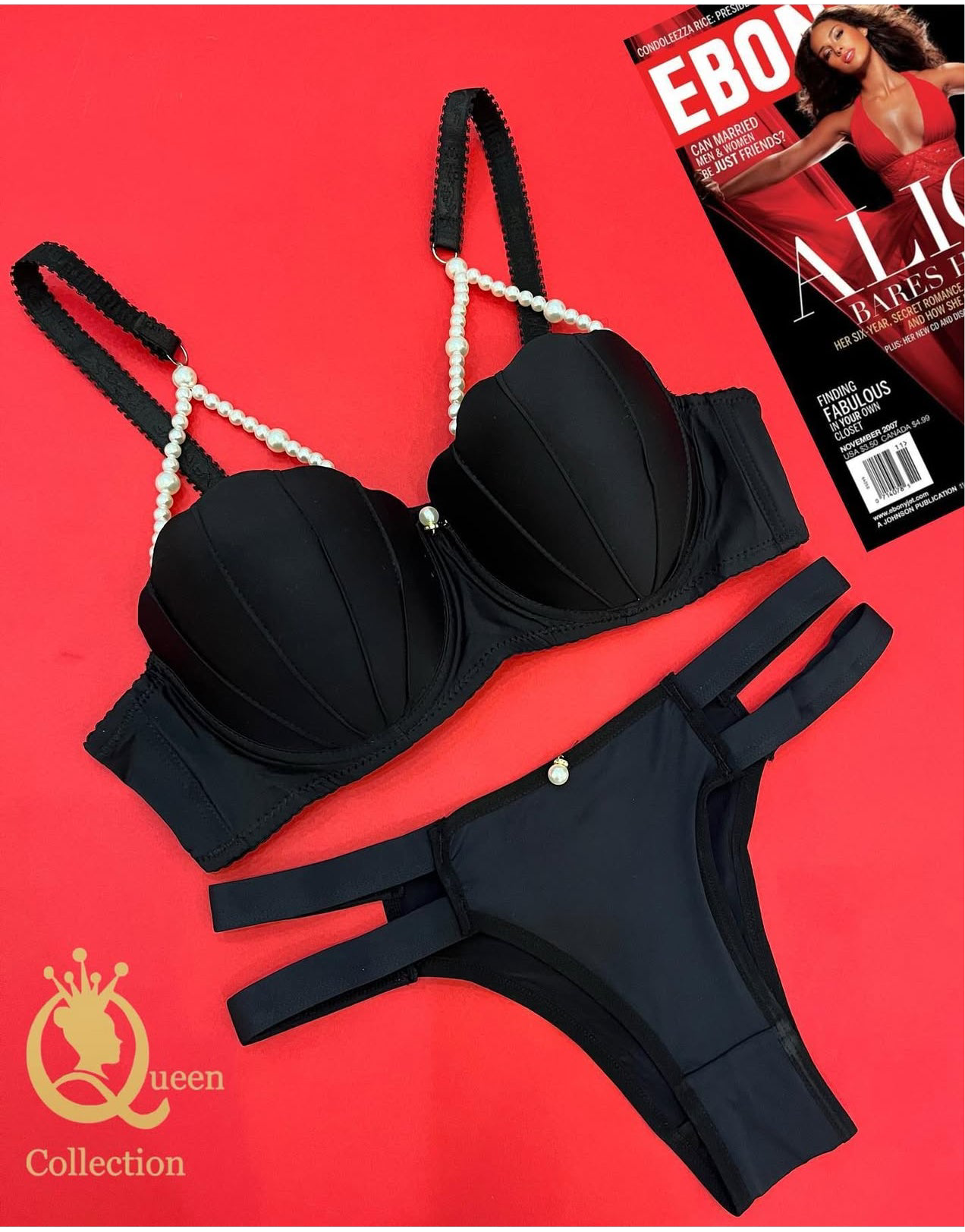 New arrival Pearls padded bra and panties set