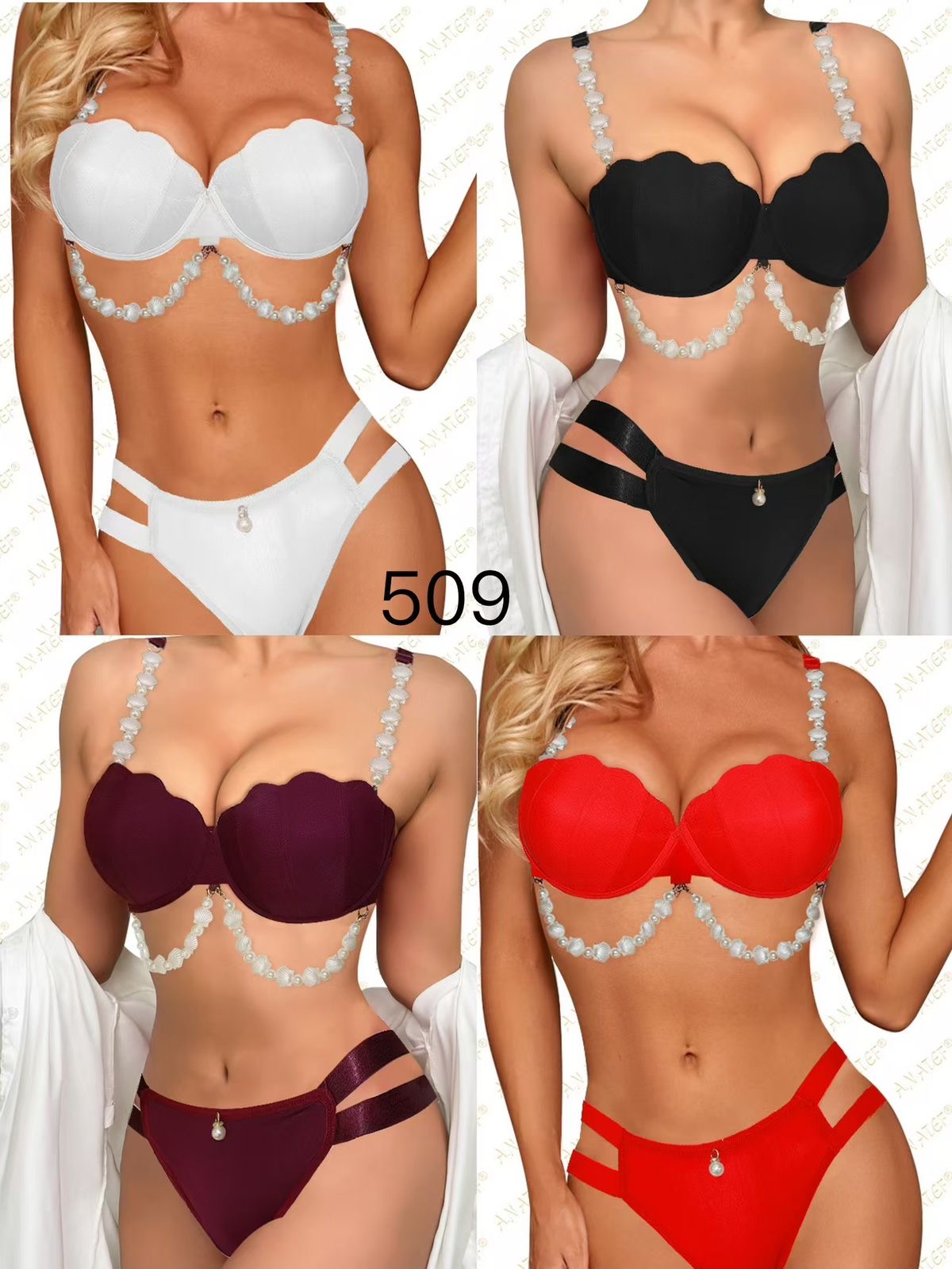 New arrival Pearls padded bra and panties set