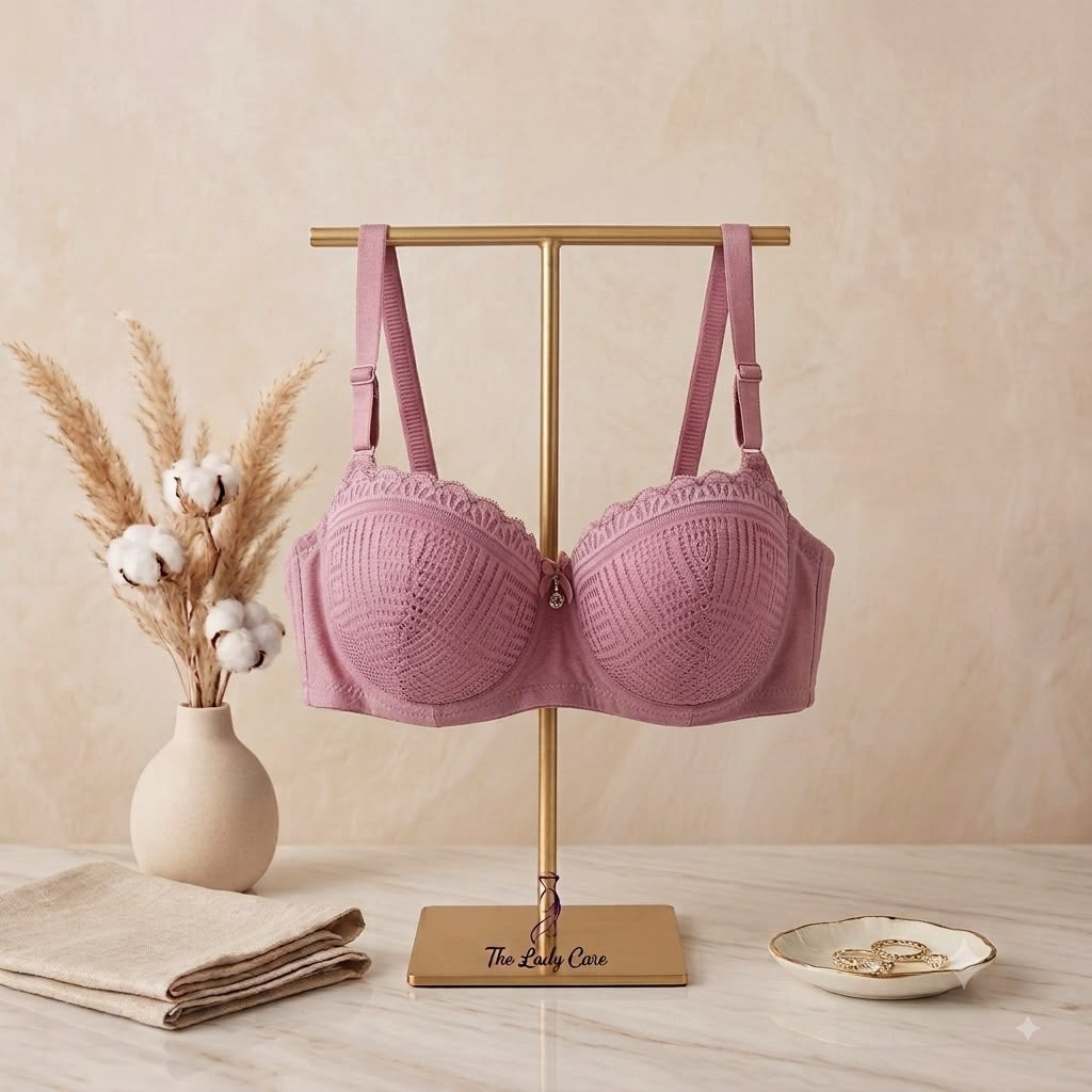 Elegant Balconette Bra by LadyCare
Beautiful lace detailing, padded cups, adjustable straps