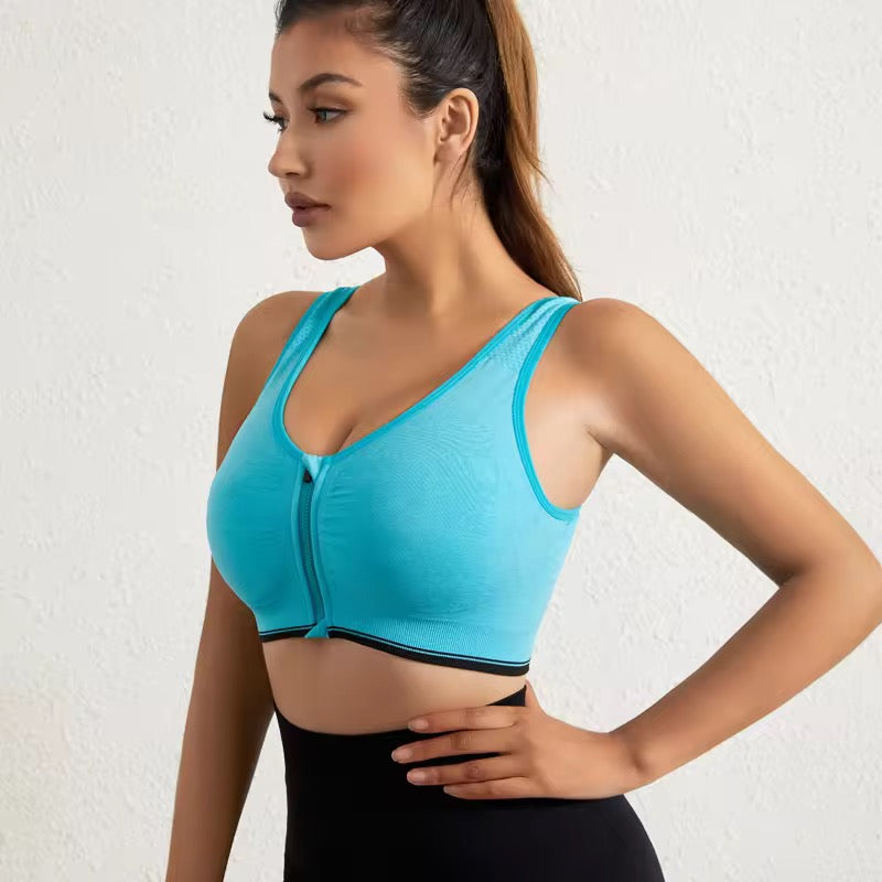 New Arrival Front Open Zip sports Bra Light Padded