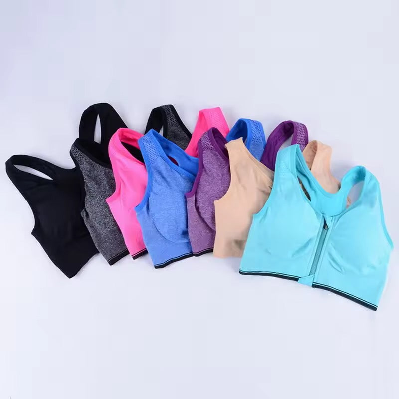 New Arrival Front Open Zip sports Bra Light Padded