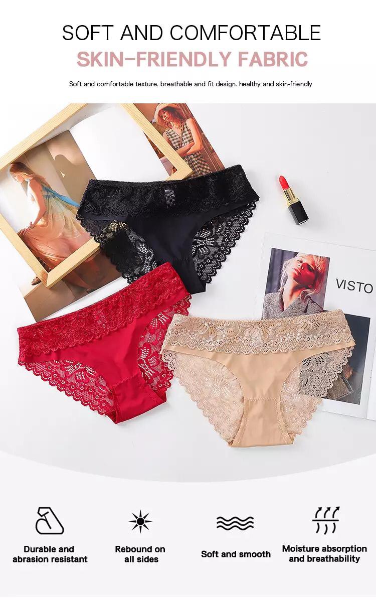 Half net cotton panties Pack of 3 multi colour