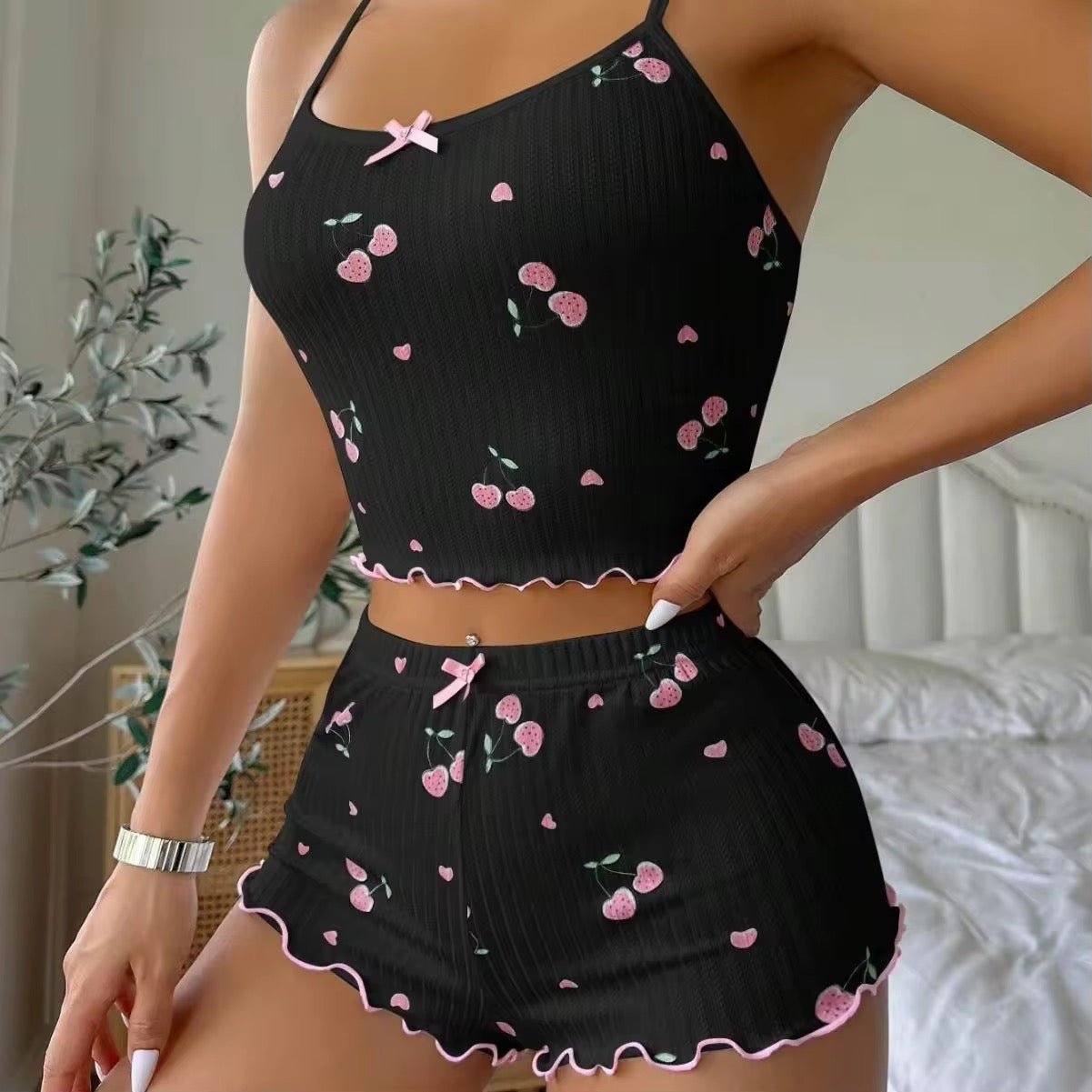 Imported cherry Blossom Shorts & Cami set