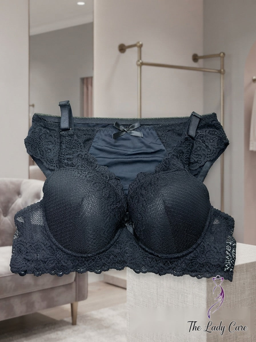 This fancy article is designed for both elegance and comfort, making it a perfect addition to your intimate wear collection.
Crafted from a delicate, intricate floral lace pattern that covers the full cups, the wide under-bust band, and the matching panti