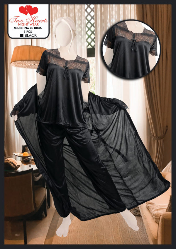 New Arrival Three Piece Soft Silk Night Dress