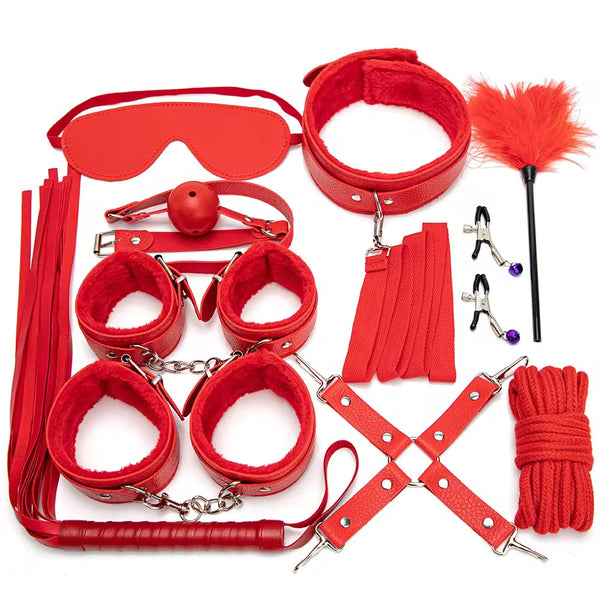 Sm Bondage Products Erotic Roleplay Kits Adult Sex Products Fetish Sex Game Restraints Leather Hand Cuffs Patch Mouth Prop