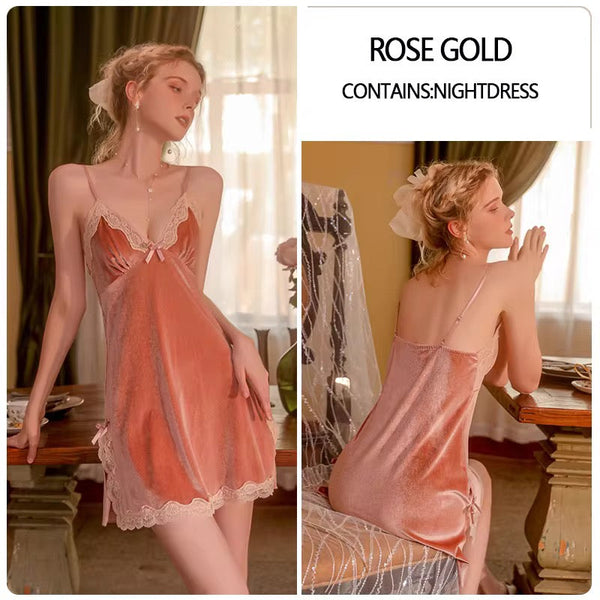 50/50Velvet Velvet Lingerie with Robe Nighty