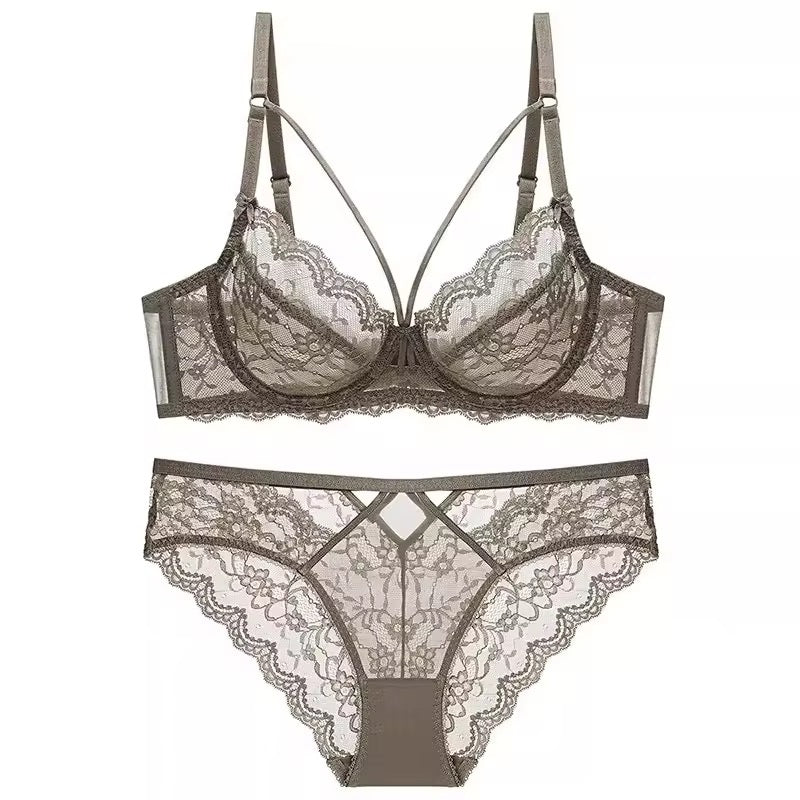 Lace Push-Up Underwire Bra Adjusted straps Solid Ultra-Thin Breathable Spandex/Nylon Logo Waist