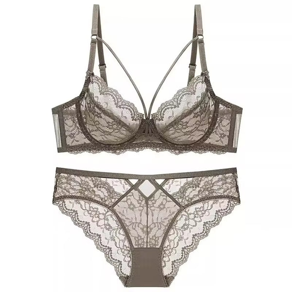 Lace Push-Up Underwire Bra Adjusted straps Solid Ultra-Thin Breathable Spandex/Nylon Logo Waist