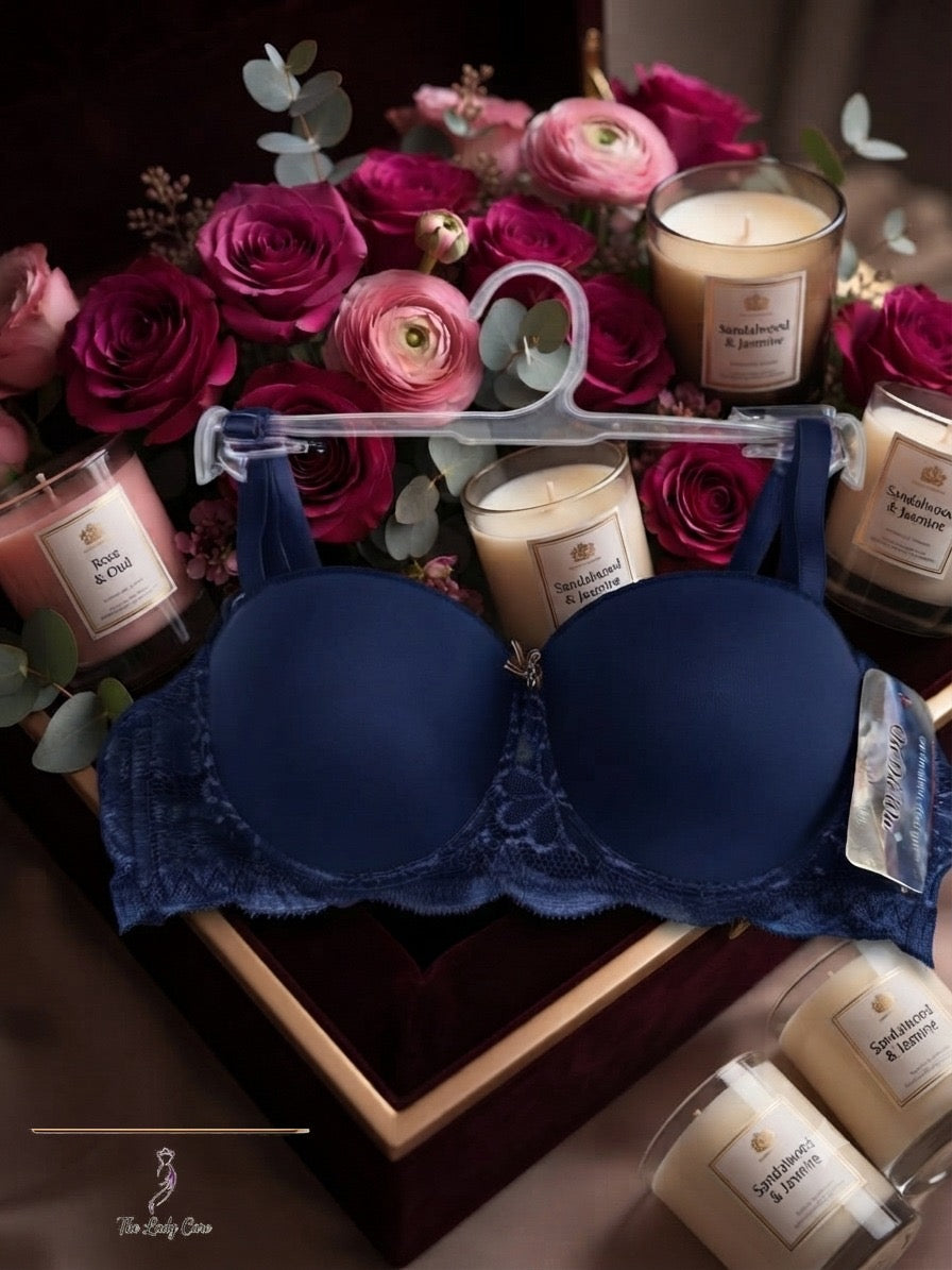 Breathable Embroidered Knitted Underwire Strapless Bra Push-Up Thin Solid Everyday Wear Rhinestone Accents Lace