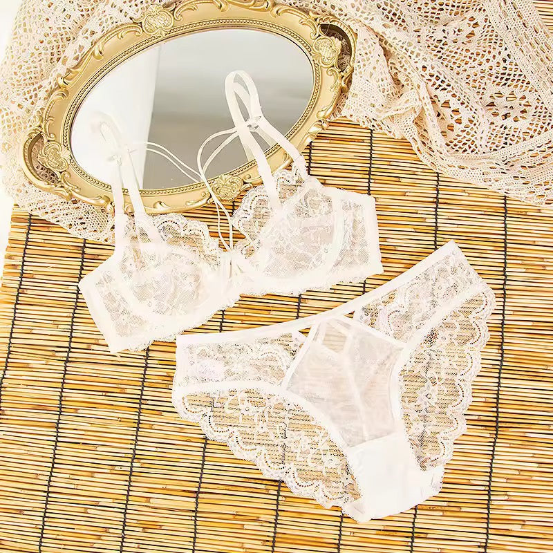Lace Push-Up Underwire Bra Adjusted straps Solid Ultra-Thin Breathable Spandex/Nylon Logo Waist