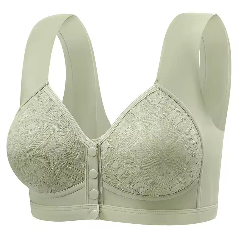 Women's Seamless Ice Silk Sports Bra Sexy Vest-Style with Front Buckle and Fixed Cup for Middle-aged and Elderly for
Summer Bra