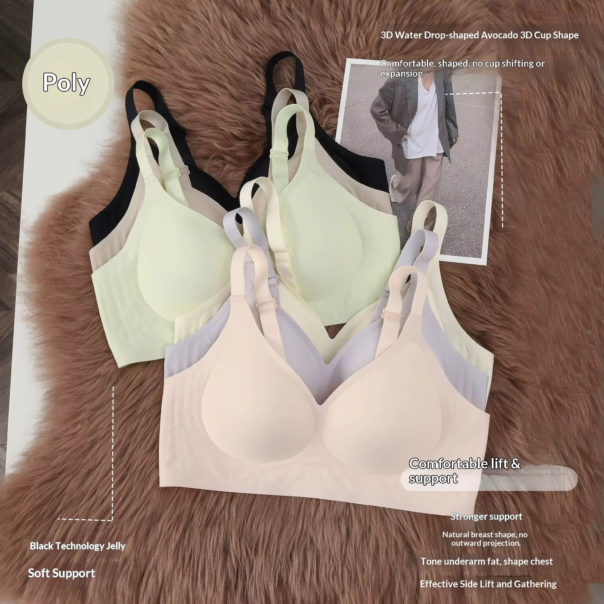 Women Wireless Push-Up Breathable Bras with Soft Support Regular and Plus Size Seamless Full Cup Summer Bra