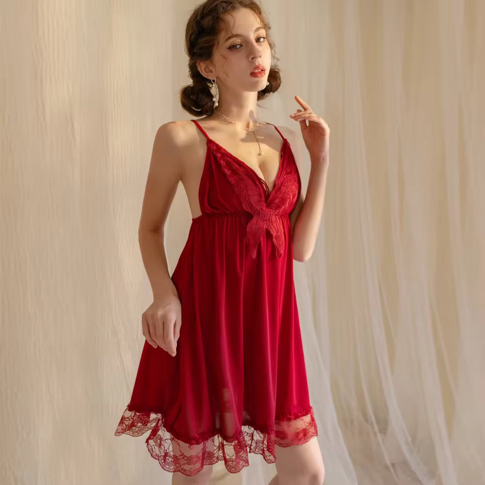 New Design Mesh See Through Women Lace Sexy Nightgown Camis Sleeveless Teddy Mini Night Dress Woman Lingerie sleepwear