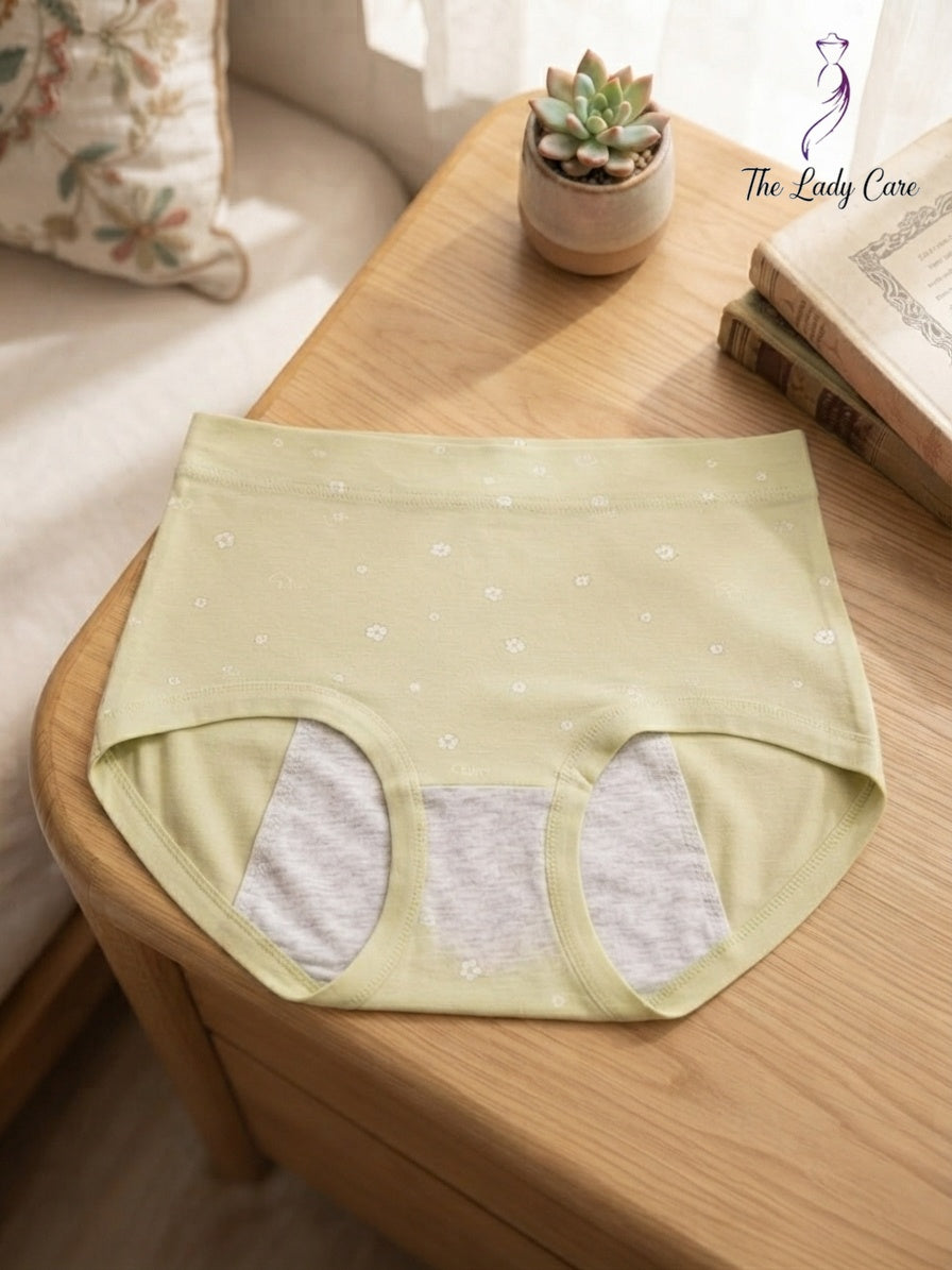 Full-coverage, high-rise cut designed to offer maximum security and a smooth silhouette.
Special Feature: Built-in multi-layer absorbent grey lining panels extending through the gusset for reliable leak protection.( pack off three )