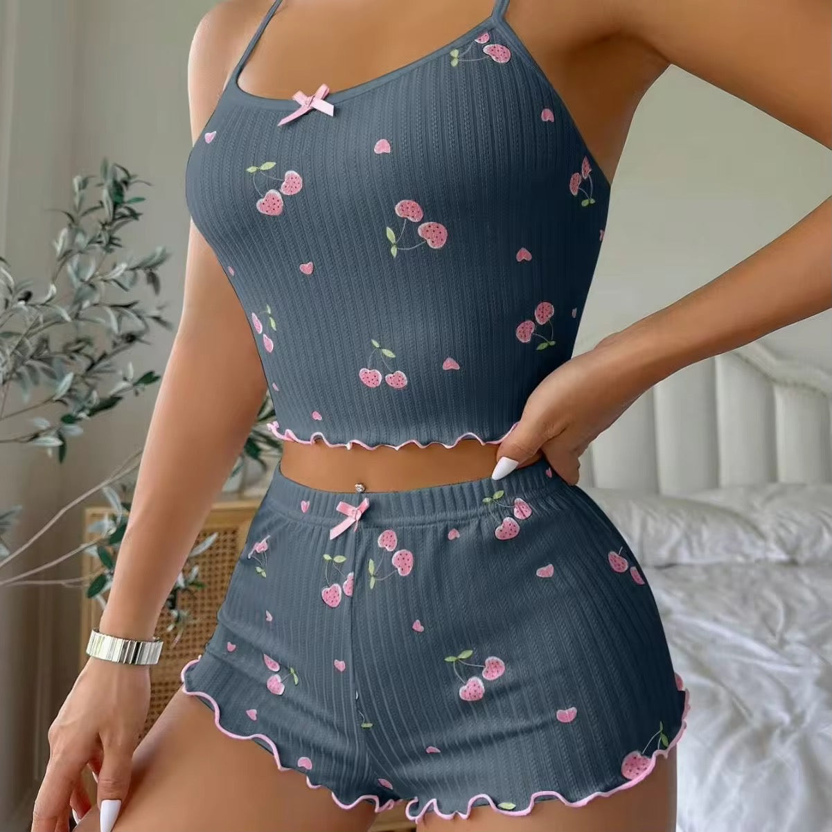 Imported cherry Blossom Shorts & Cami set