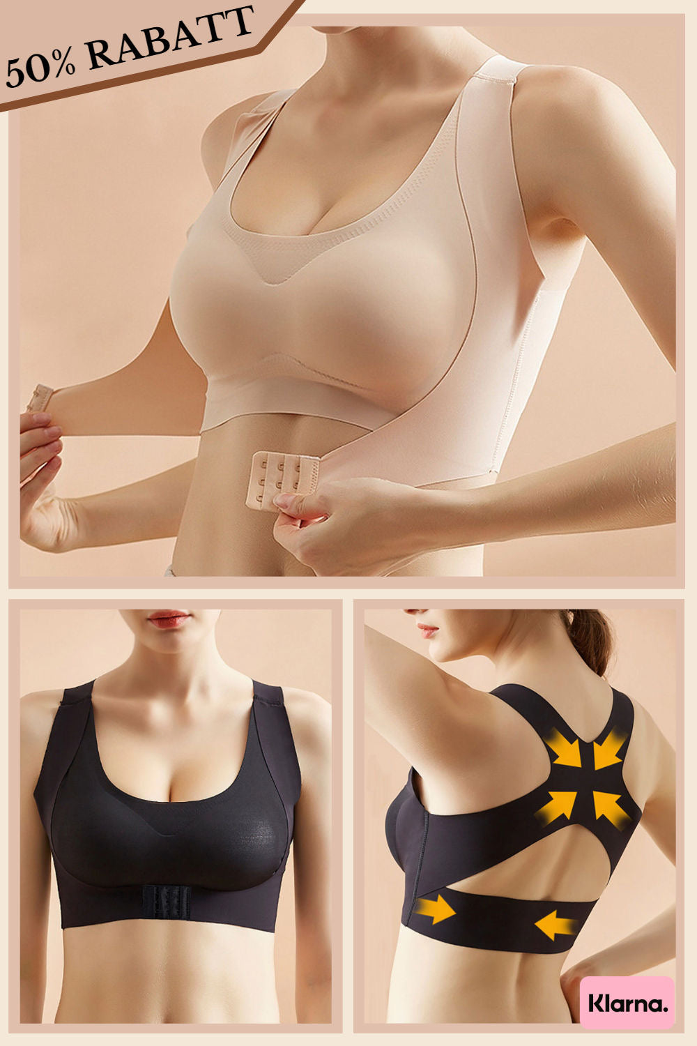 Seamless Breathable Correct Hunchback Gather Front Closure Wide Straps Bra