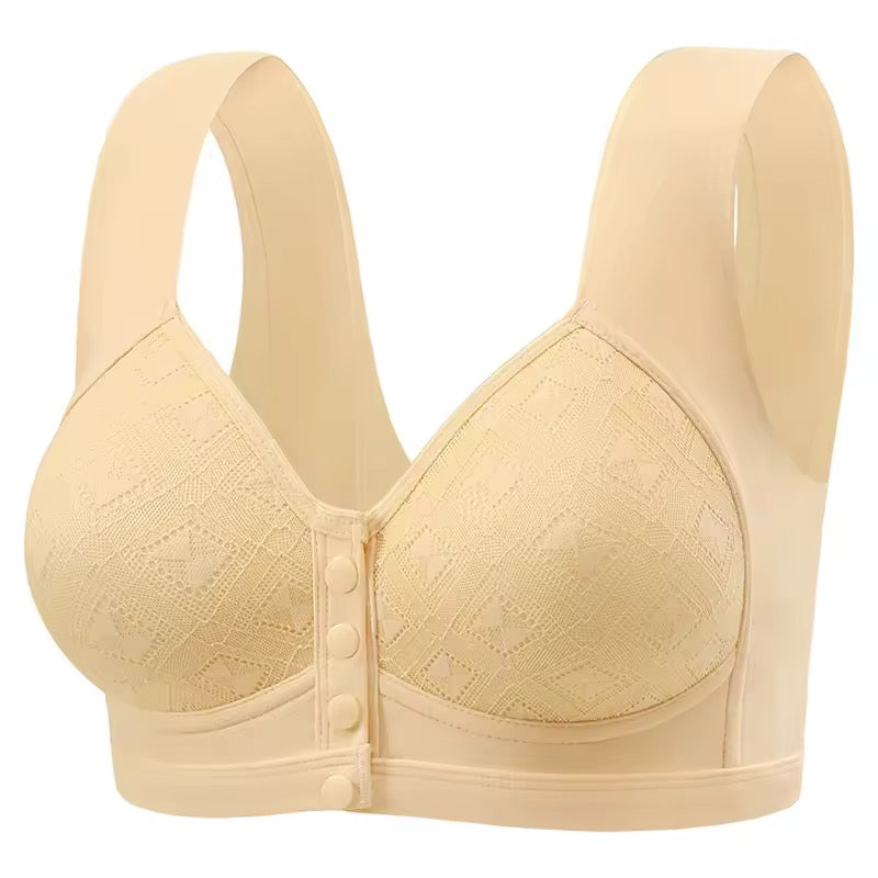 Women's Seamless Ice Silk Sports Bra Sexy Vest-Style with Front Buckle and Fixed Cup for Middle-aged and Elderly for
Summer Bra
