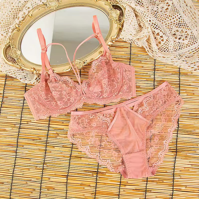 Lace Push-Up Underwire Bra Adjusted straps Solid Ultra-Thin Breathable Spandex/Nylon Logo Waist