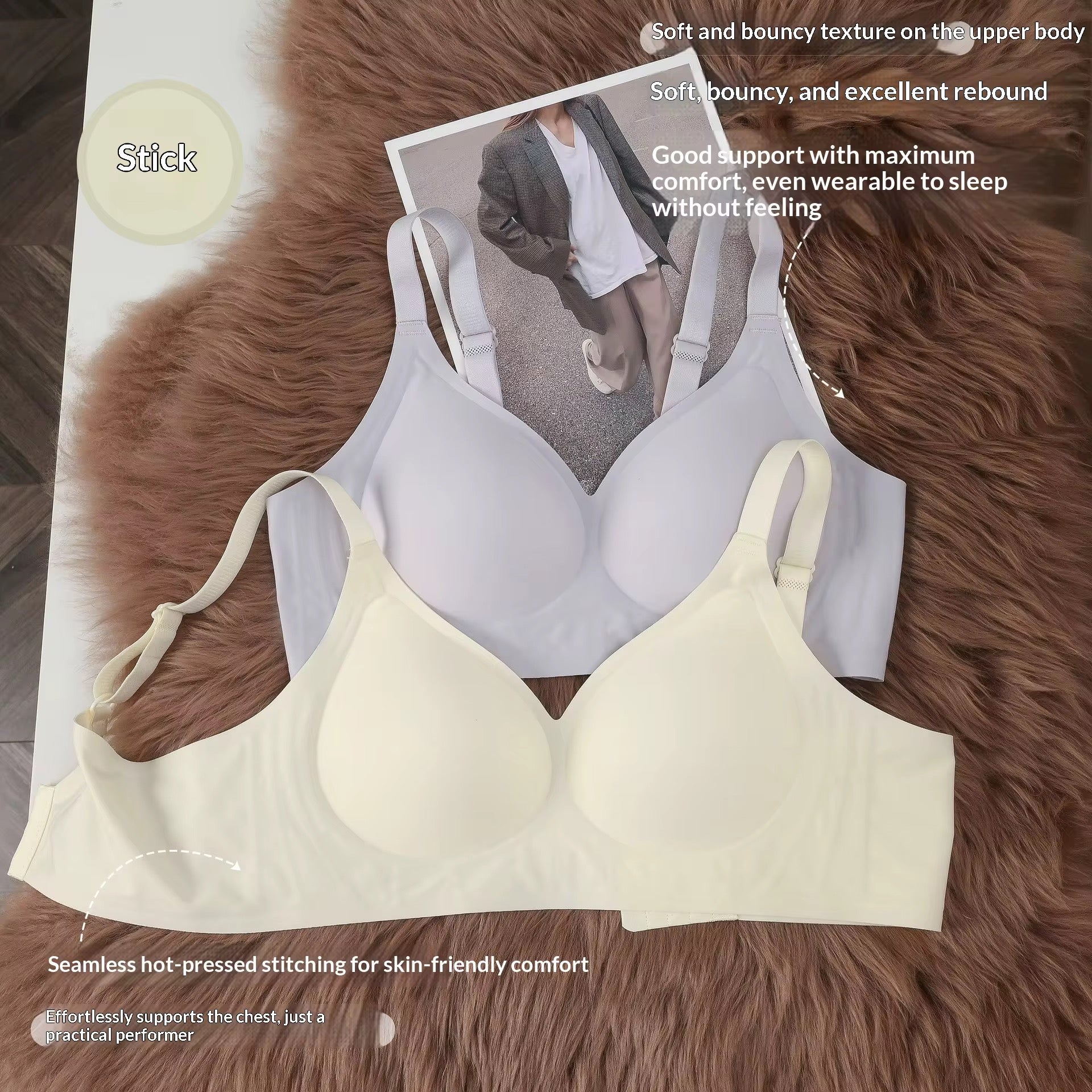 Women Wireless Push-Up Breathable Bras with Soft Support Regular and Plus Size Seamless Full Cup Summer Bra