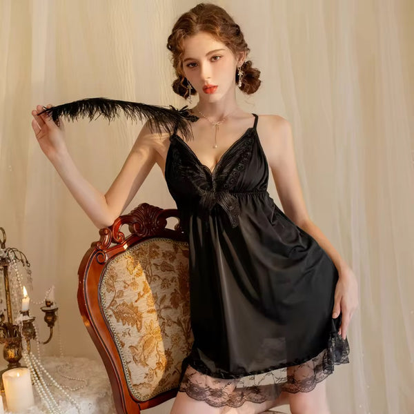 New Design Mesh See Through Women Lace Sexy Nightgown Camis Sleeveless Teddy Mini Night Dress Woman Lingerie sleepwear