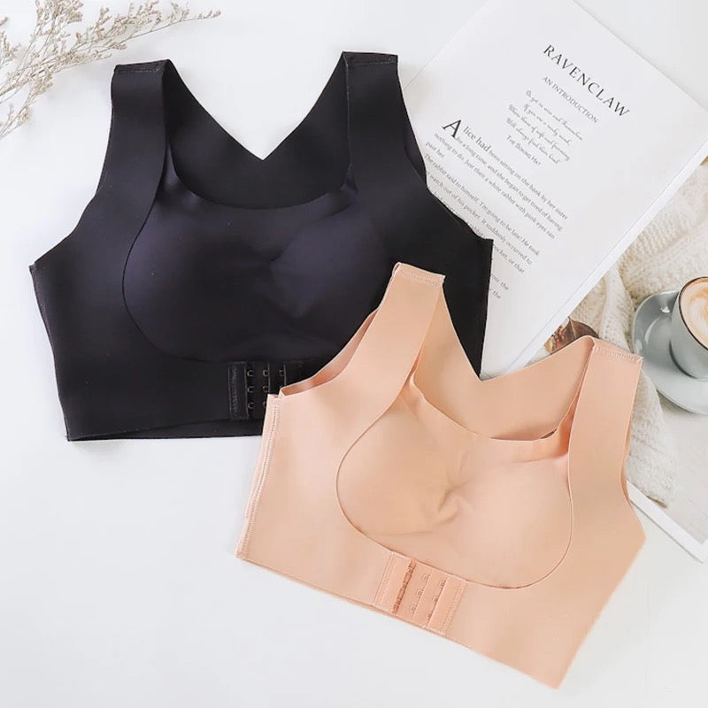 Seamless Breathable Correct Hunchback Gather Front Closure Wide Straps Bra
