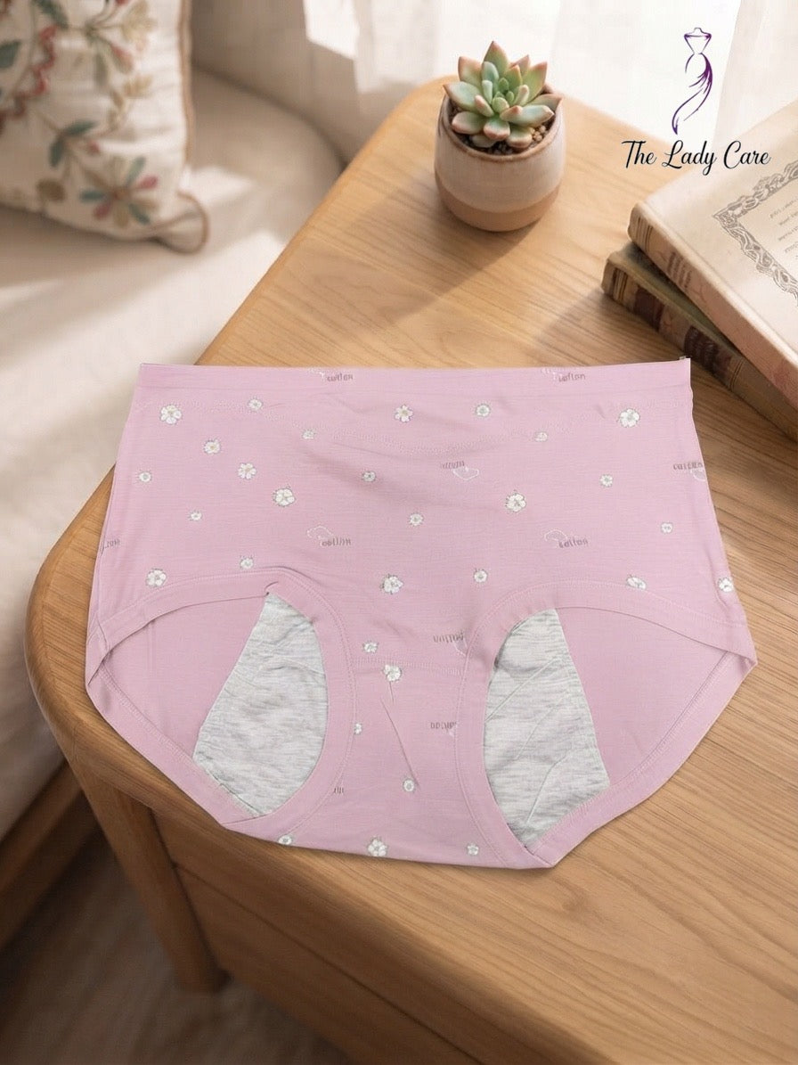 Full-coverage, high-rise cut designed to offer maximum security and a smooth silhouette.
Special Feature: Built-in multi-layer absorbent grey lining panels extending through the gusset for reliable leak protection.( pack off three )