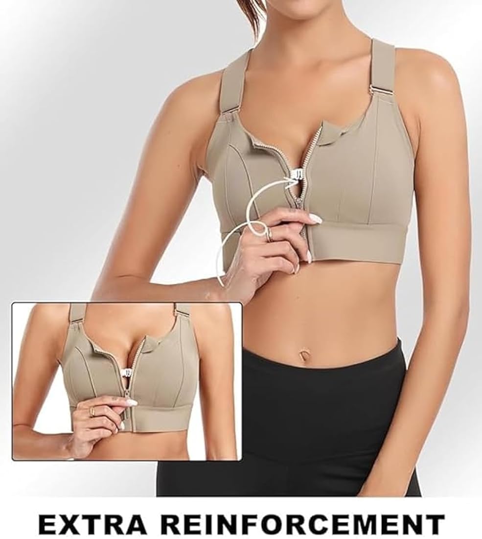 PREMIUM QUALITY FRONT CLOSURE PADDED HIGH IMPACT SPORTS BRA WITH ADJUSTABLE WAIST BAND-RUST