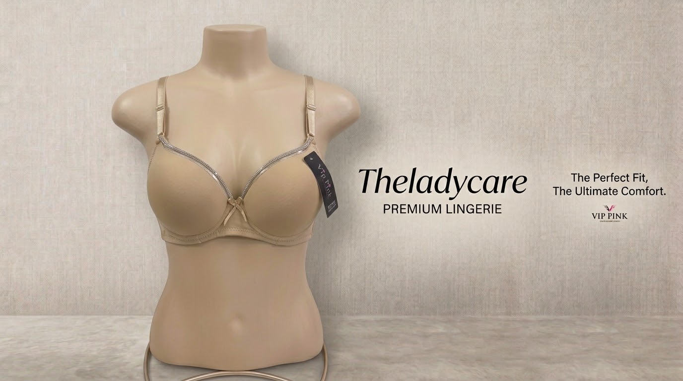 t-shirt bra featuring silver accent trim along the top of the cups, adjustable shoulder straps, and a small decorative bow at the center. It is displayed on a neutral female mannequin torso.