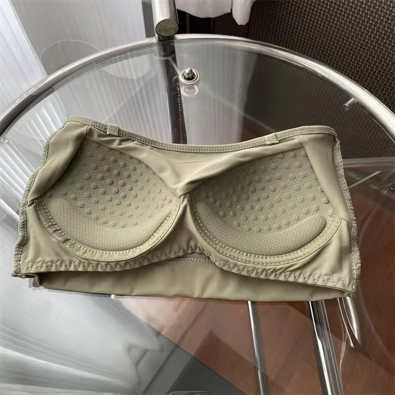Ice Silk Without Scars Strapless Vest Seamless Wrap Chest Traceless Bra Fixed Cup Word Girdle Girls Ice Silk Tube Top