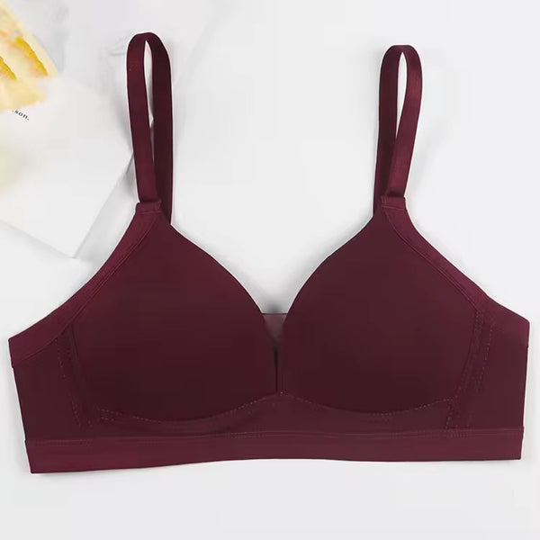 Women's Hot Pink Seamless Triangle Bra Deep V Push-up