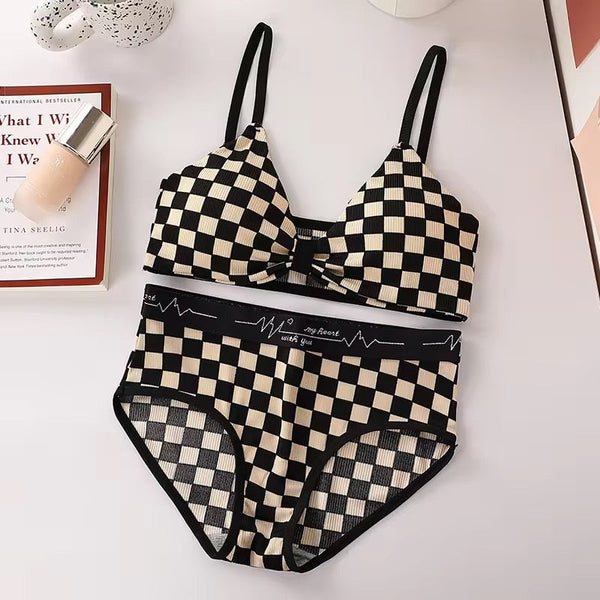 Trendy Bow Bralette Bra Set