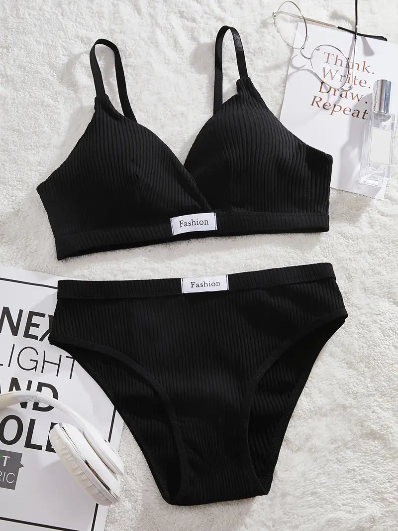 Soft padded Sports wireless Bra Set