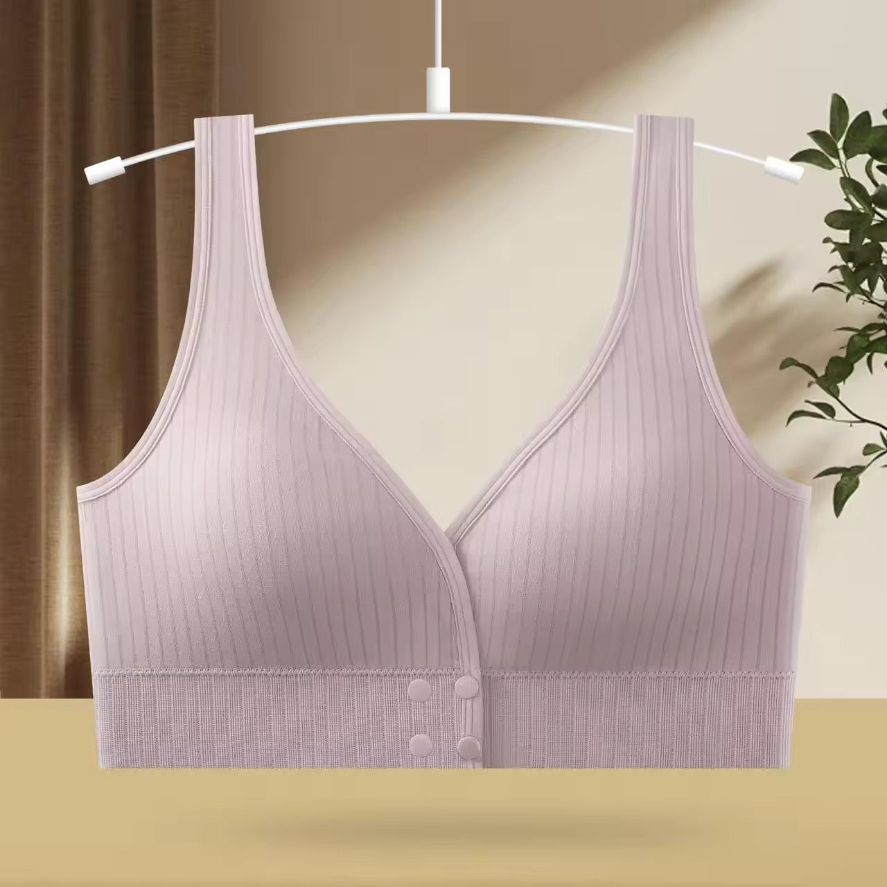 Big Women's Beautiful Back Wireless Integrated Cup Vest Front Button Plus Size Sexy Bra Seamless Design Free Size Available