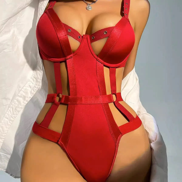 Sexy Hollow Out Lingerie With Garter Belt