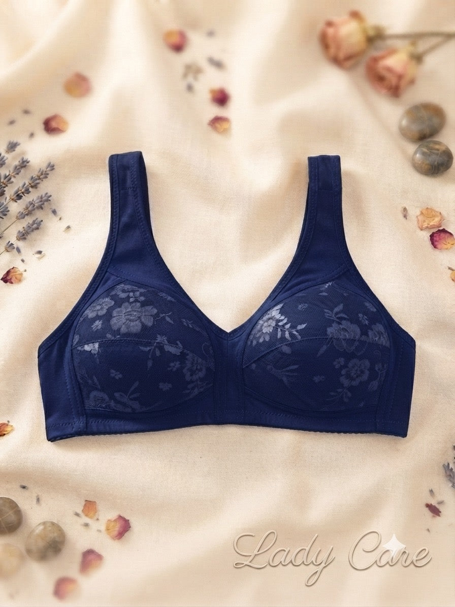 Floral Lace Comfort Bra
Designed with wide, comfortable shoulder straps that help distribute weight evenly and prevent digging, ensuring all-day support