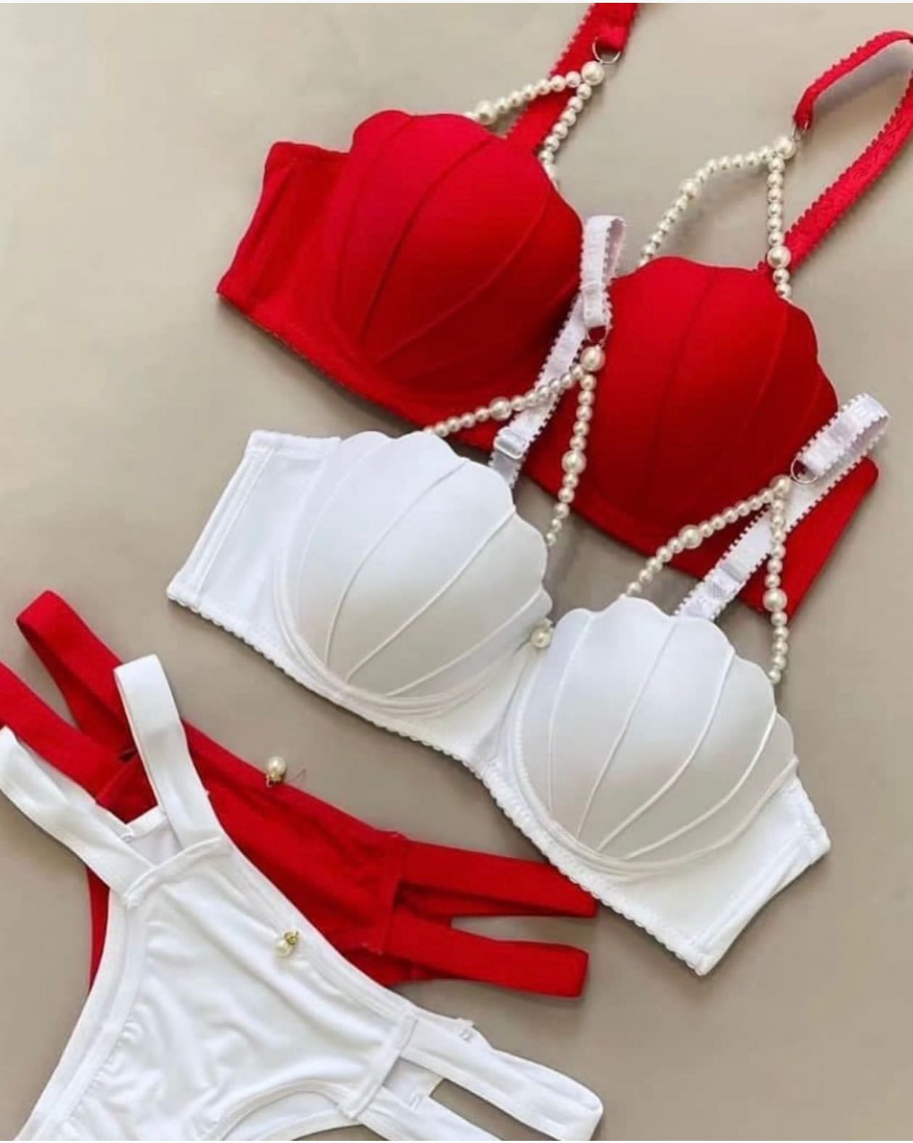 New arrival Pearls padded bra and panties set