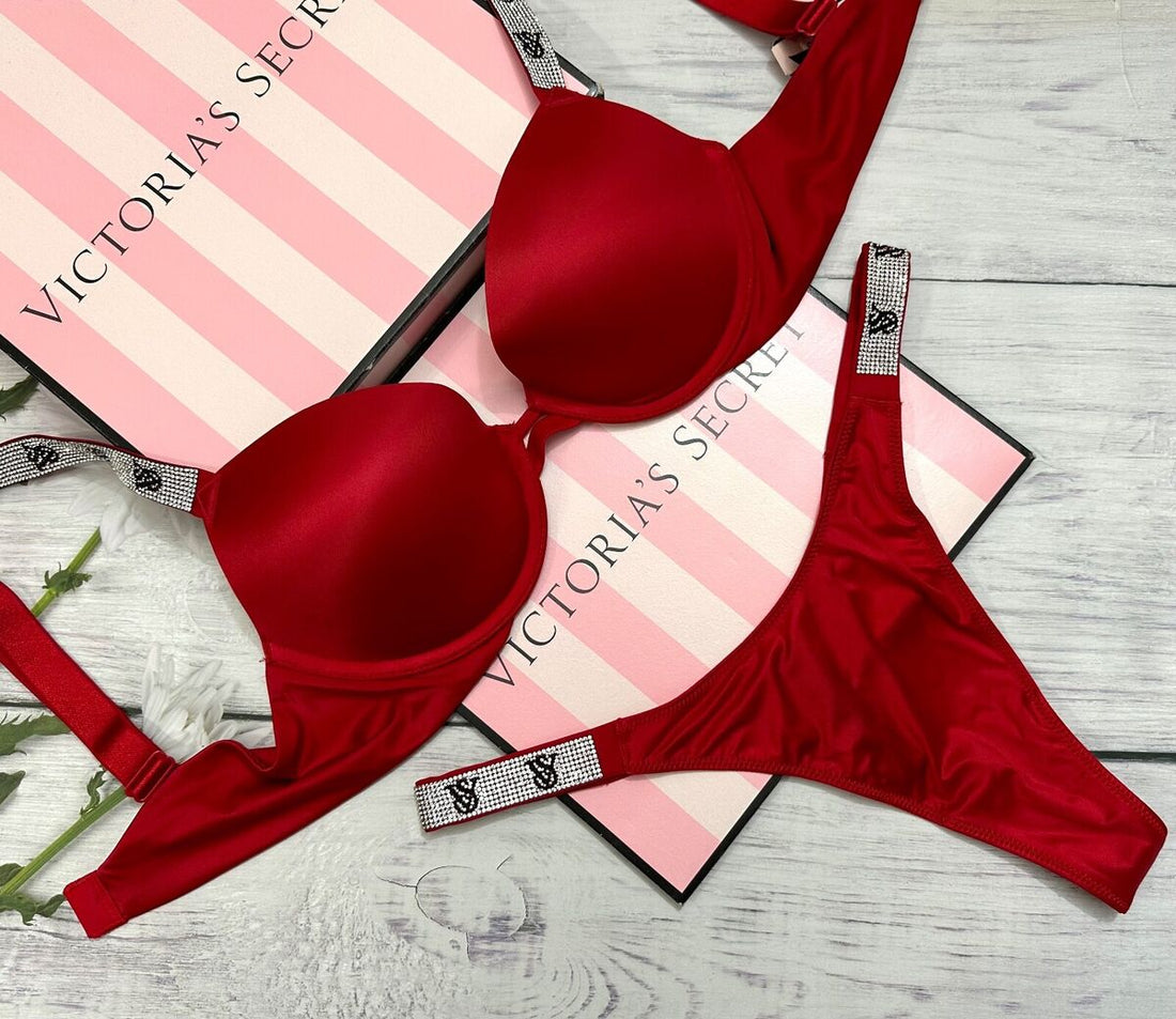 (5050Sale )Victory secret Bombshell shine strap Push up padded wire set