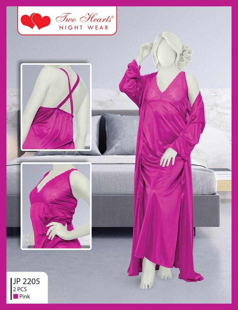Two Hearts 2 Piece Silk Nighty