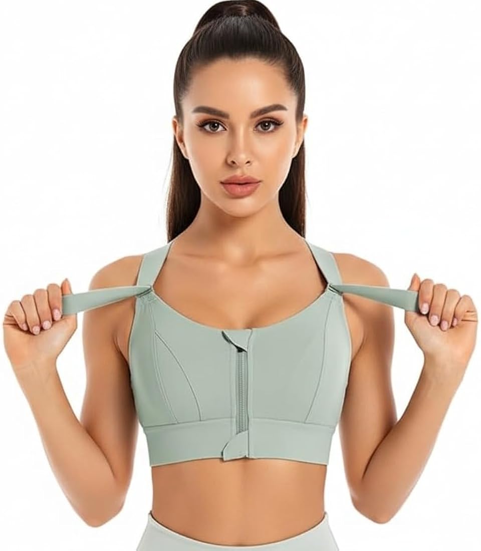 PREMIUM QUALITY FRONT CLOSURE PADDED HIGH IMPACT SPORTS BRA WITH ADJUSTABLE WAIST BAND-RUST